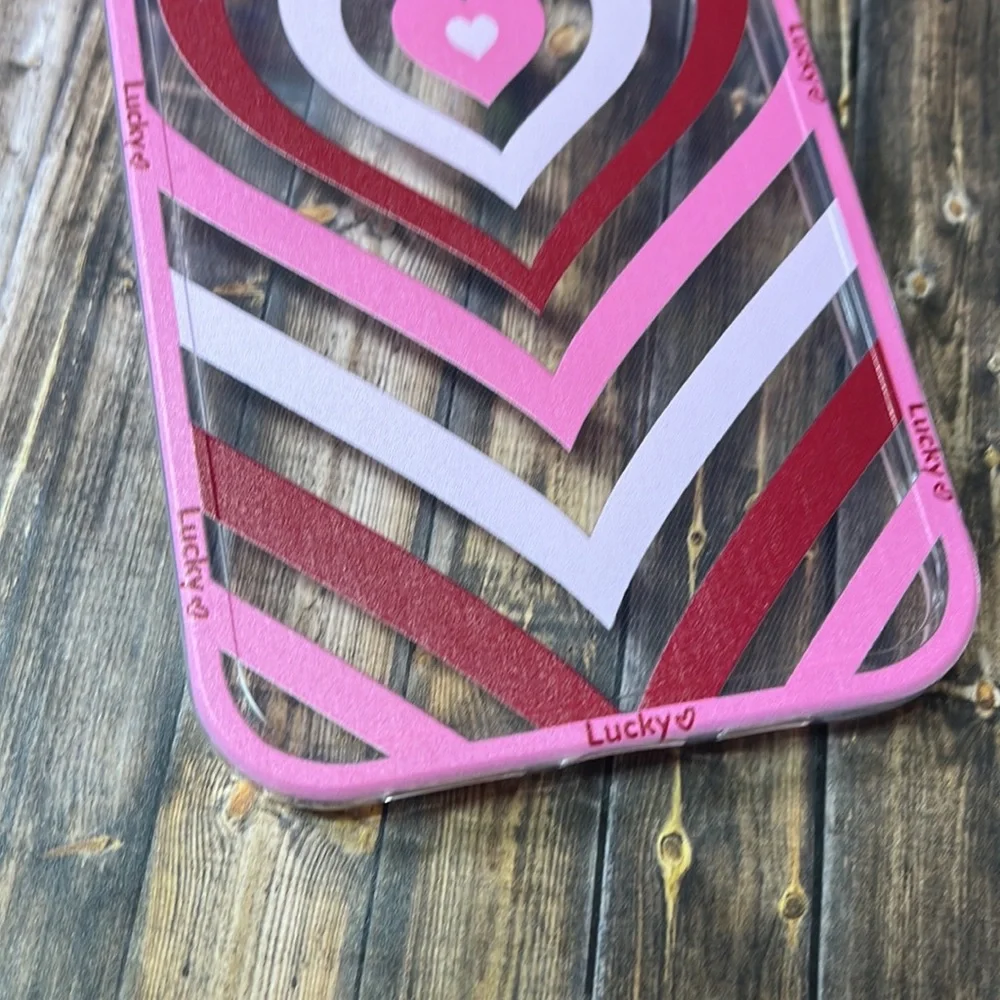 5for$10 Looped Pink Red Heart Transparent Lucky IPhone 12 Pro Max Phone Case